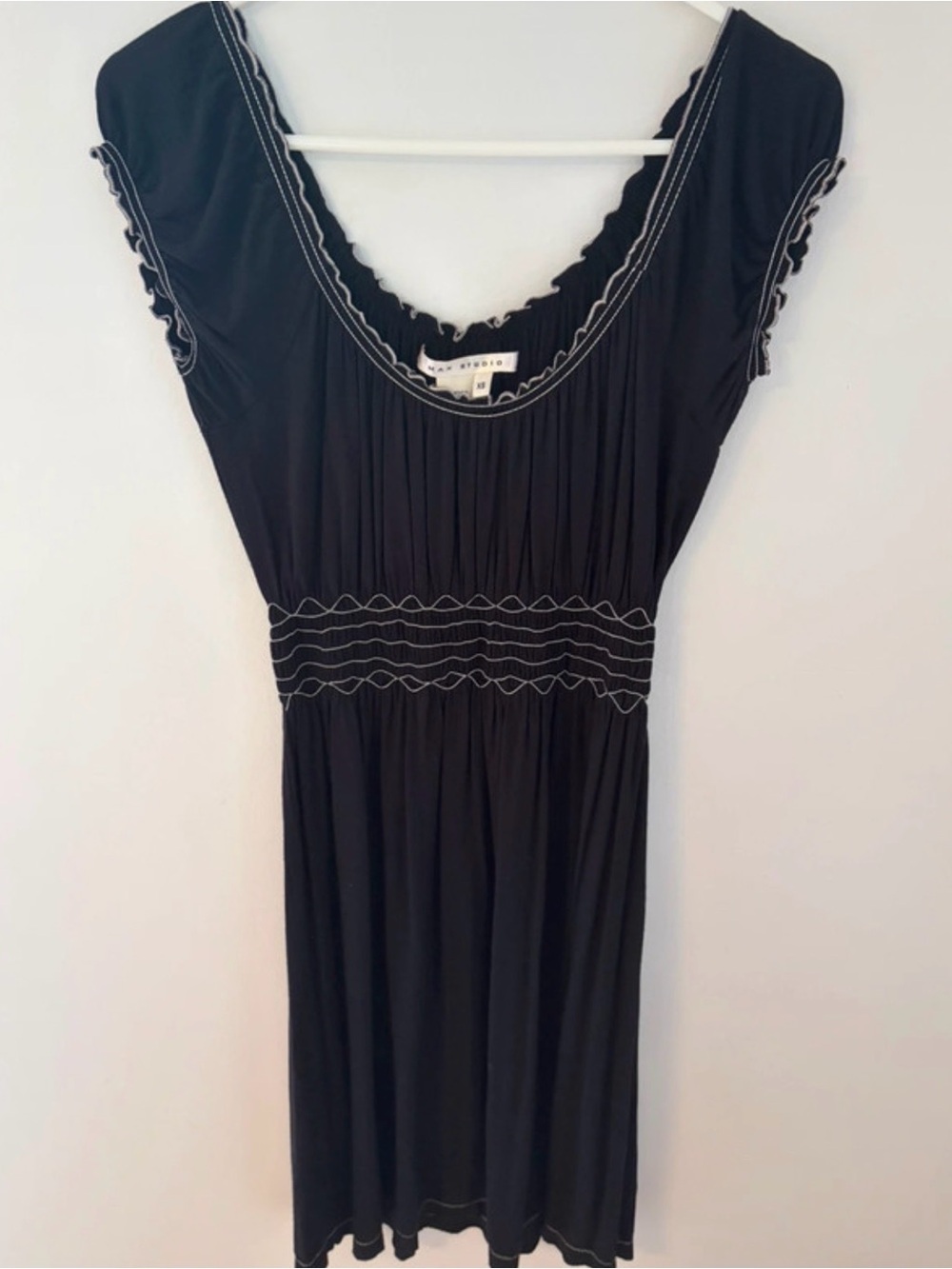 Max Studio Black Midi Dress with White Contrast Stitching